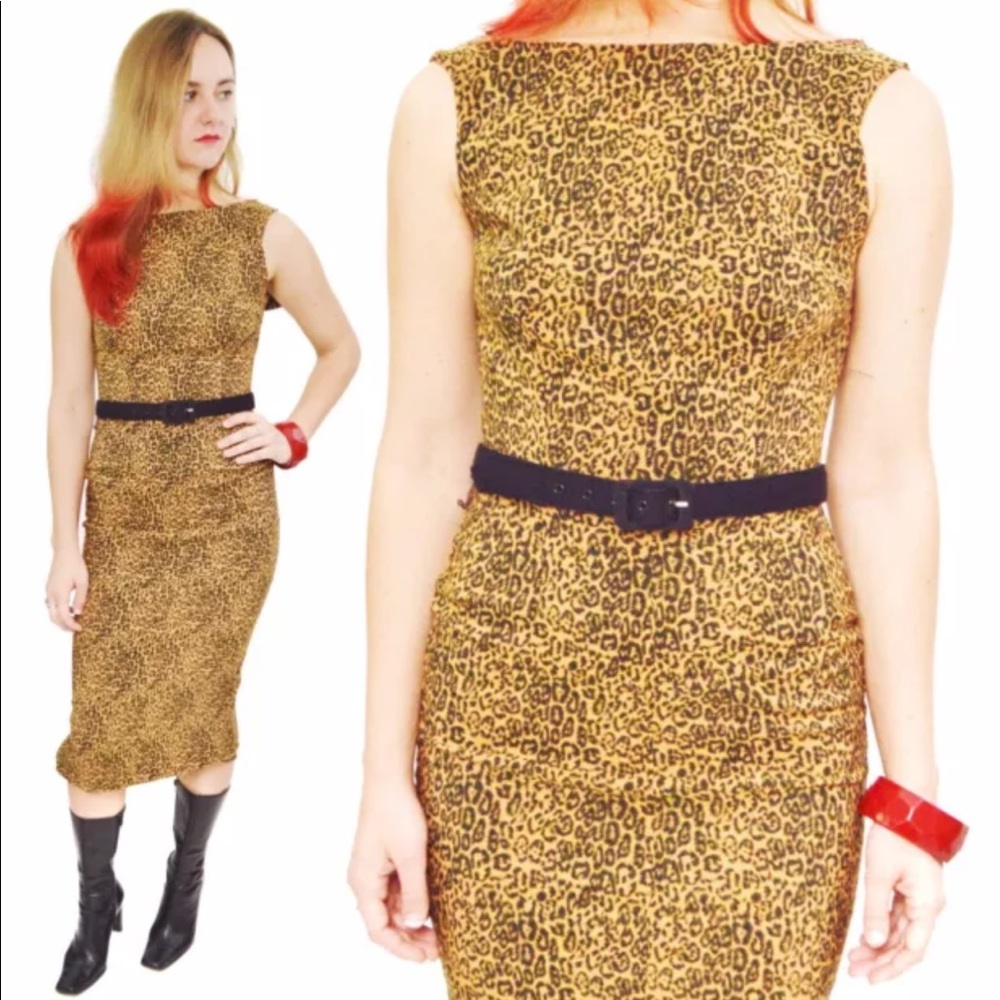 Vintage 80s Leopard Print Sexy Dress